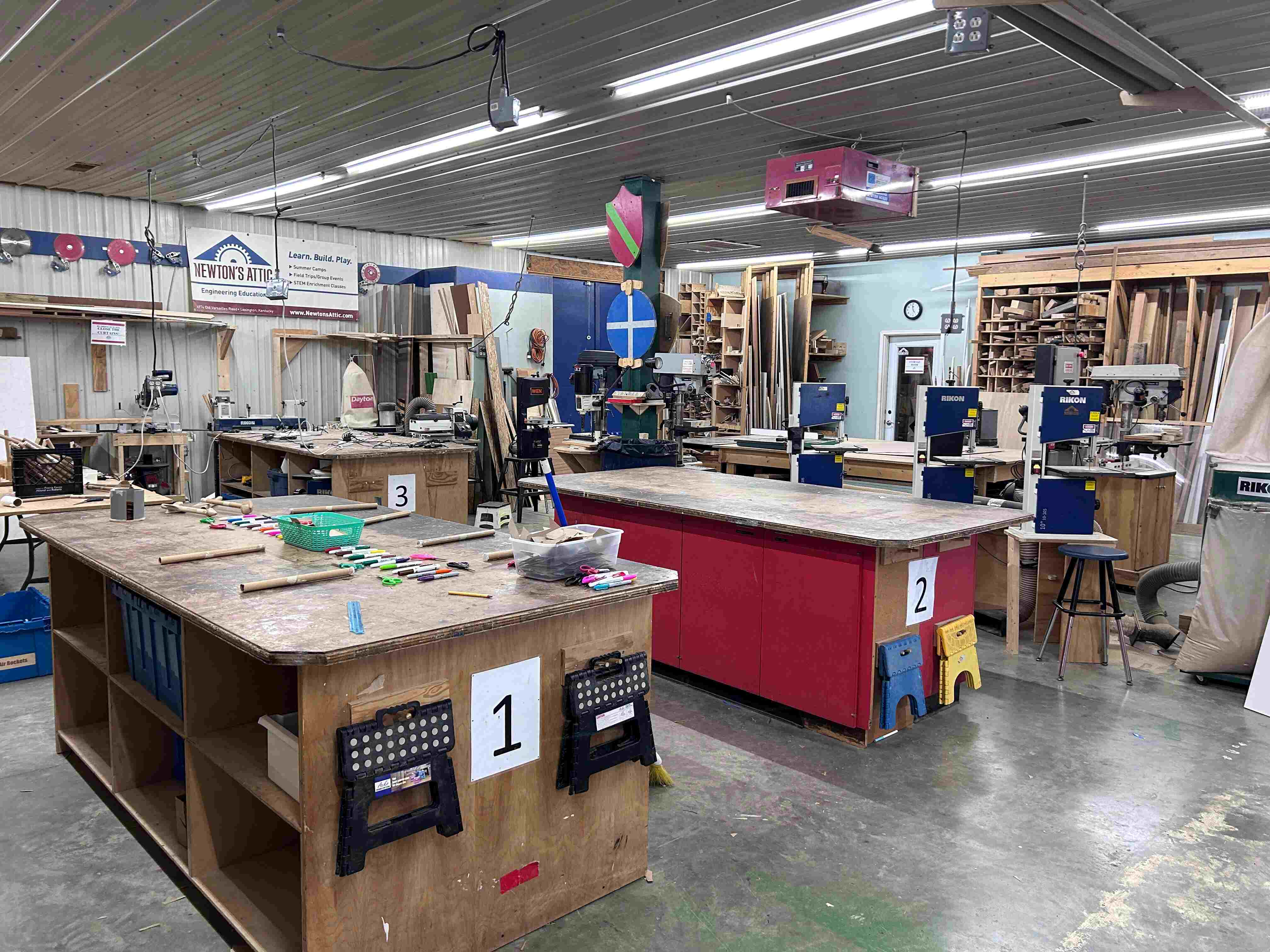 The wood and metal workshop at Newton's Attic where Planetary Drive often meets